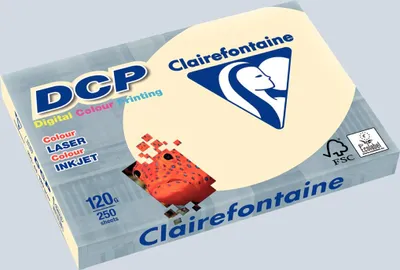 Produktbild von Clairefontaine - DCP-Präsentationspapier A4, 120 g, elfenbeinfarben, Packung mit 250 Blatt