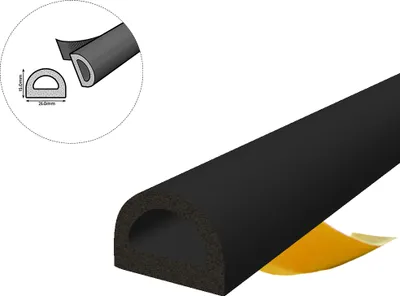 Produktbild von Fensterdichtung Türdichtung Gummidichtung D-Profil EPDM 21×15mm 5m Schwarz selbstklebend