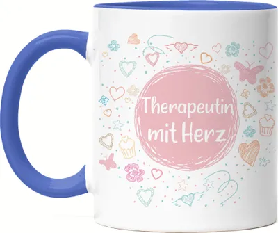 Produktbild von Therapeutin mit Herz Tasse Blau Dankeschön Geschenk Danke Sagen Für Alles Therapie