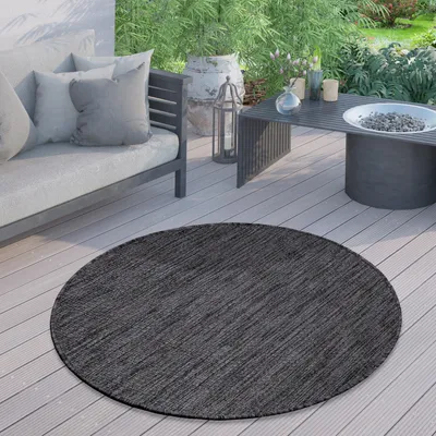 Image de In & Outdoor Tapis Tissu plat uni moderne résistant aux intempéries pour terrasse cuisine Motif uni Taille 80 cm Rond