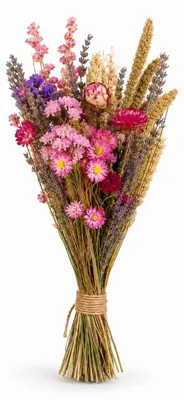 Produktbild von Blumenstrauß – Getrocknete Blumen – Natürliche Wildblumen – Rose – Durchmesser: 25 cm – Länge: 60 cm