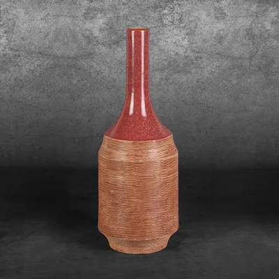 Produktbild von Moderner, brauner Keramikvasen ELDA, 16x16x48 cm