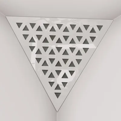 Obrázek produktu pro Balení po 2 kusech – basová past do rohů stropu „Triangle-F“ | Akustická pěna ve tvaru pyramidy s laminovanou deskou z HDF a potahem [TRI – bílý plast | šedá]