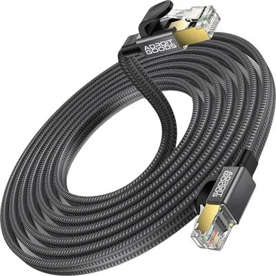 Zdjęcie produktu dla AdroitGoods Kabel internetowy Cat 8 - Kabel sieciowy/Ethernet - F/FTP - 40Gbps 2000Mhz SFTP Płaski kabel sieciowy RJ45 - Ekranowany - 5 metrów