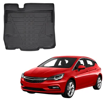 Produktbild von SCOUTT | Kofferraumwanne Laderaumwanne Kompatibel mit Opel Astra K Hatchback 2015-2021, mit Hoher Rand, Kofferraum-Schutzmatte, Geriffelt, Aufrollbar, Schwarz