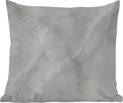 Produktbild von MuchoWow® Outdoor Kissen - Marmor - Weiß - Muster - Stein - Marmoroptik - 50x50 cm - Wetterfest - Lounge Kissen - Komfortabel - Kissen mit Bild