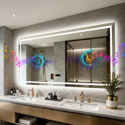 Zdjęcie produktu dla WISFOR, lustro do łazienki z podświetleniem LED, 183 x 90 cm, duże lustro ścienne, lustro do makijażu, funkcja pamięci, funkcja anty-mgielna, możliwość montażu w poziomie lub w pionie