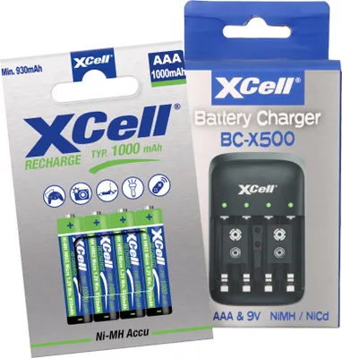 Obrázek produktu pro Nabíječka BC-X500 + 4x AAA XCell Rechargeable 1000 mAh