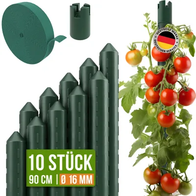 Produktbild von TTL GARDEN Rankstäbe 10er Set 90cm 16mm extra stabil + Klettband grün