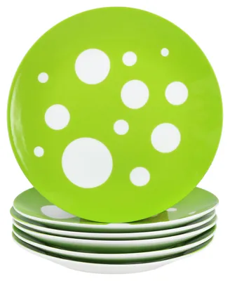 Immagine prodotto di set di 6 piatti da torta a pois verdi Pula in porcellana 6 pers piatto da colazione per dessert a pois