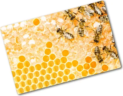 Produktbild von Tulup Glas Herdabdeckplatte - 80x52 cm - Glaskeramikkochfeld-Abdeckung Spritzschutz Glasabdeckplatte - Einteilig - Tiere - Arbeitsbienen - Orange