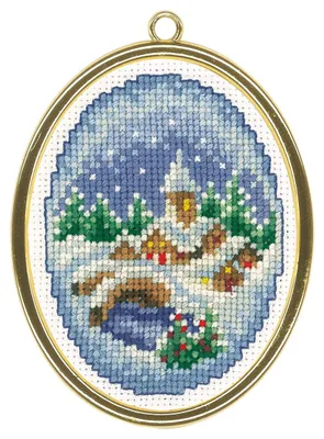 Kreuzstich-Set Winterdörfer, 3er-Pack, 6x8 cm, DIY-Stickerei