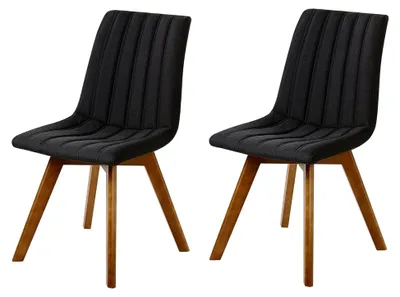 Produktbild von Esszimmerstuhl Set 2 Stühle Polsterbezug Holzbeine schwarz
