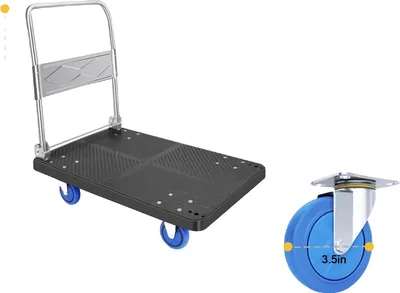Immagine prodotto di Carrello spesa per impieghi gravosi, corrimano pieghevole, elevata capacità di carico, nero S