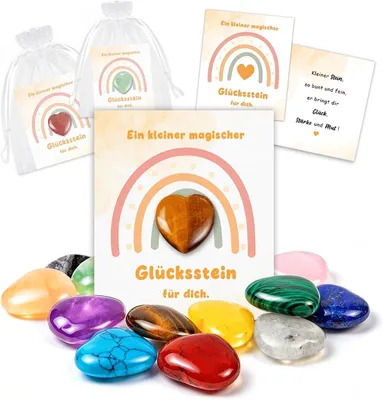 Productafbeelding van Geluksstenen - Set van 12 - Geluksbrenger - Cadeautje voor kinderverjaardag