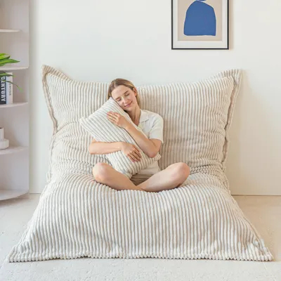 Image de Grand pouf en coton avec housse lavable
