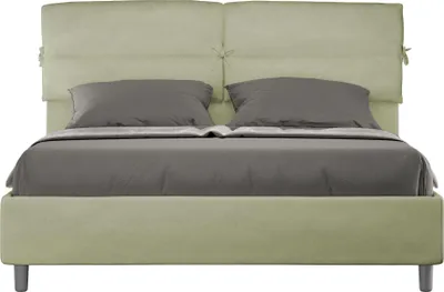 Produktbild von ITYHOME - Gepolstertes Bett ohne Lattenrost 160x190 mit Mikrofaserbezug Grün Nandy