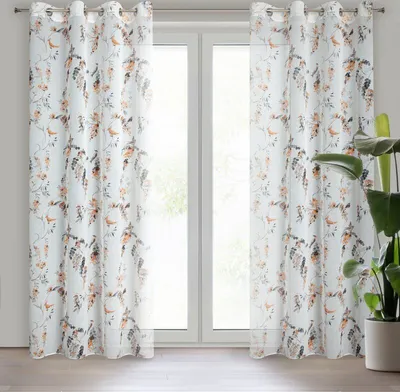 Produktbild von Vorhang RIKI weiß orange 140x250 cm  Ösen Ösenvorhang