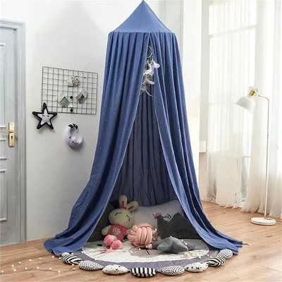 Produktbild von Famanu Betthimmel Kinderzimmer - Hängender Baldachin mit Insektenschutz - Blau