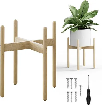Image de Support à plantes en bois - Soucoupes modernes pour pots de fleurs - Intérieur - Pièce unique - Bois - 38 x 30 cm