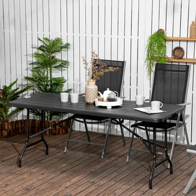 Produktbild von Terrassentisch, Holzoptik Kunststoffplatte, Stahlrahmen