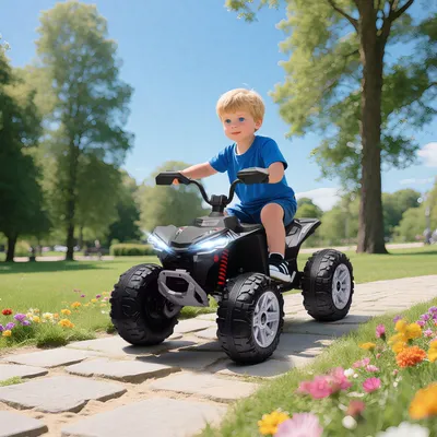 Image de Quad électrique pour enfants, 24V, avec éclairage et effets sonores | Couleur : Noir | Dimensions : 68,5 x 109 x 76 cm