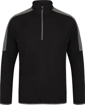 Produktbild von Finden+Hales LV571 | Adults` 1/4 Zip Midlayer with Contrast Panelling - Farbe: Black/Gunmetal Grey - Größe: XXL