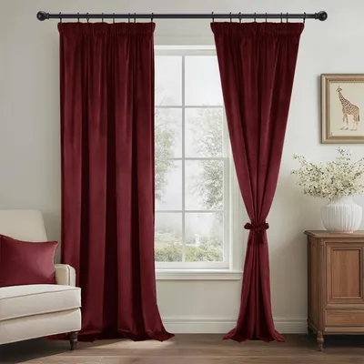 Productafbeelding van Fluwelen Gordijn Set van 2 140 x 245 cm Bordeauxrood