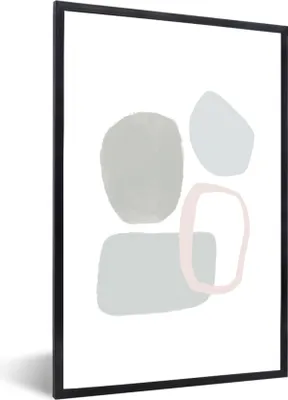 Produktbild von MuchoWow® Gerahmtes Poster Linienkunst - Abstrakt - Pastell 20x30 cm - Poster mit Schwarzem Bilderrahmen Wandposter Rahmen Foto Bilder - Drucken - Bilder Poster im Rahmen