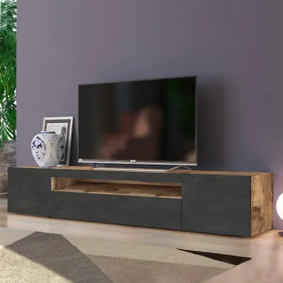 Produktbild von TV-Schrank 200 cm Design 2 Türen Klappschublade Daiquiri Ardesia Pero L