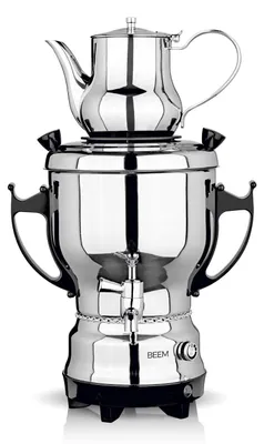 Elektrischer Samowar 3 l, 2.200 W, Edelstahl, 1 l Teekanne
