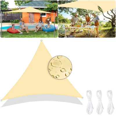 Imagen del producto de Toldo triangular impermeable para el sol, de 3x3x3 metros, con protección UV del 95%, fabricado en poliéster, ideal para jardines