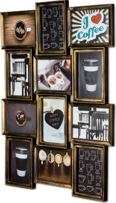 Produktbild von levandeo Bilderrahmen Collage 54x72cm 12 Fotos 13x18cm Kupfer Schwarz Glas