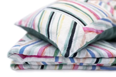 Leinen Bettwäsche-Set 180 g/m² Streifen 135x200 cm