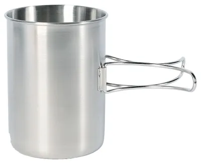 Produktbild von Tatonka Becher Handle Mug 850 ml - Tasse aus rostfreiem Edelstahl - Mit Klappgriffen und Volumenskalierung - kompatibel mit Nalgene Weithals 1L, Silber