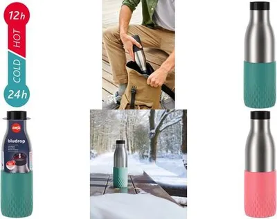 Produktbild von EMSA Bludrop Sleeve N3110500, 500 ml, Fitness, Sport, Schwarz, Edelstahl, Edelstahl, Junge/Mädchen, 24 h