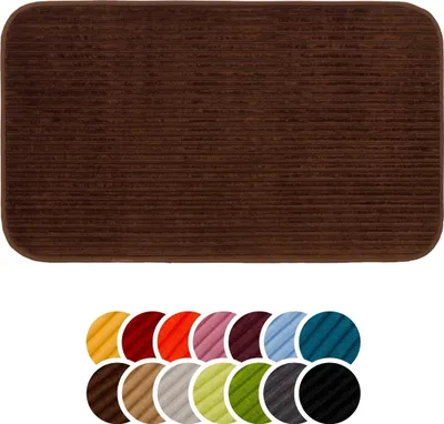 Produktbild von liebling Badteppich mit Anti-Rutsch-Beschichtung aus PVC Noppen, Cord-Optik, 100% Polyester, 70 x 120 cm, Fußbodenheizung geeignet, schokolade