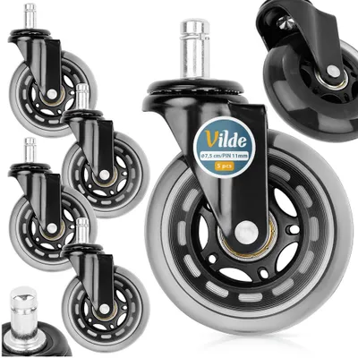 Produktbild von Vilde Rollen Räder für Sessel Ersatzrollen Stuhlrollen aus Gummi Kautschuk 7,5 cm / 11 mm 5 Stk.