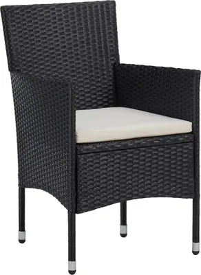 Image de vidaXL Chaises de jardin 2 pcs. Poly rotin noir
