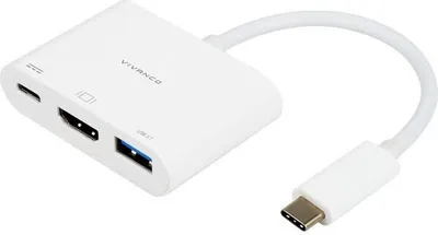 Produktbild von ViVanco™CC UC UACHD, Kabelgebunden, USB 3.2 Gen 1 (3.1 Gen 1) Type-C, 60 W, Weiß, 5 Gbit/s, 60 Hz