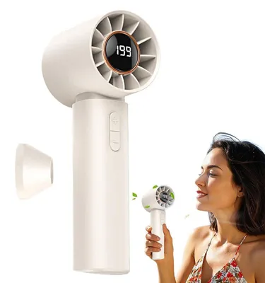 Produktbild von Handventilator,Tragbarer Mini Ventilator mit 1–199 Stufen,LED-Display,bis zu 13 Stunden Laufzeit,Kleiner USB Ventilator mit Akku für Reisen,Outdoor