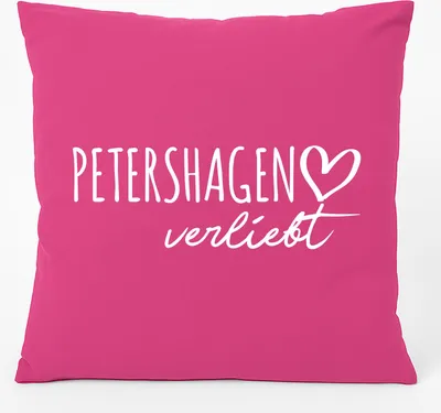 Produktbild von Huuraa Kissen Petershagen verliebt 40x40cm mit Füllung Fuchsia Baumwolle Dekokissen Geschenkidee