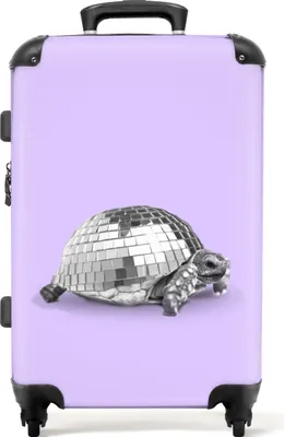 Produktbild von NoBoringSuitcases.com® Großer Koffer - Schildkröte - Discokugel - Disco - Tier - Lila - Kombinationsschloss TSA - Hartschalen Trolley 4 Rollen - 72 liter - Reisekoffer - 66 cmKoffer Mittelgroß 67x43x25 cm, 72L,