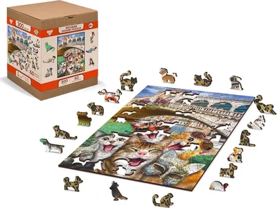 Produktbild von WOODEN CITY Holzpuzzle Kätzchen in Venedig 2in1, 300 Teile ECO