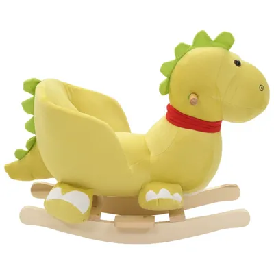 Image de vidaXL Dragon à bascule avec dossier peluche 60x32x53 cm jaune-vert