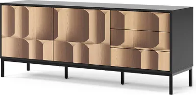 Obrázek produktu pro Nízká deska Vicco Eliza Černá/dubová 150 x 60 cm se 3 zásuvkami, Model 55174