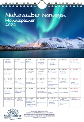 Produktbild von Naturzauber Norwegen Planer DIN A4 Kalender für 2026 Natur Reise Land Urlaub - Seelenzauber