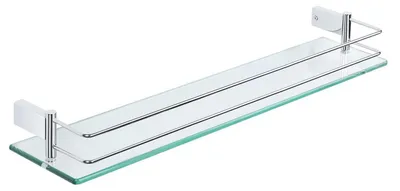 Image de Étagère de douche en verre, acier inoxydable, chromée et polie, 60 cm (600 mm)