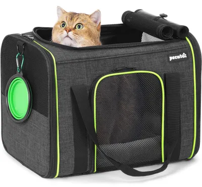 Transporttasche für Katzen & Hunde, 45x32x35 cm, dunkelgrau, atmungsaktiv