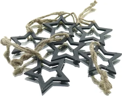 Produktbild von Weihnachtsanhänger Sterne Schwarz Ø 5 cm aus Metall - 6er Pack